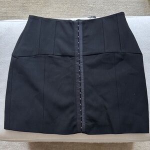 Karen Millen Satin Strip Corset Mini Skirt in Black — Size 4